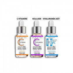 مجموعة سيرومات للوجه كولاجين وفيتامين سي وحمض الهيالورونيك